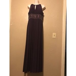 R&M Richards Halter Tie Dress with Waist Beading